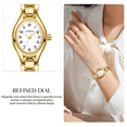 thumbnail image 3 of Woman Watches Elegant Oval GoldWhite Ladies Quartz Watch with Stainless Steel Strap Waterproof Woman Watch Gift for Woman, 3 of 10