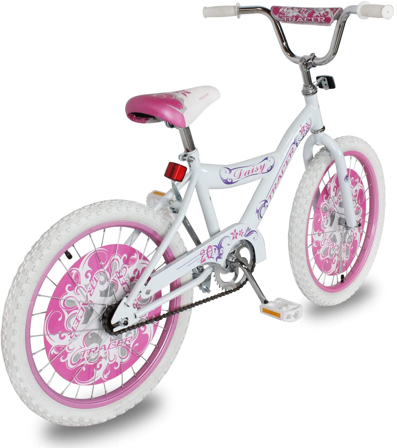 WonderWheels 20" BMX S-Type Frame Bicycle Coaster Brake One Piece Crank Chrome Rims Black Tire Kid's Bike - White