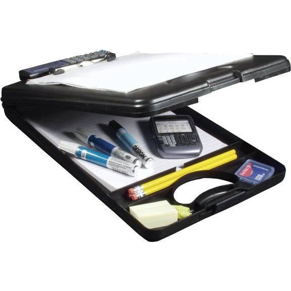 SAUNDR DeskMate II Storage Clipboard With Calculator - Professional Clipboard - Black — Home & Garage Storage, Stackable Design