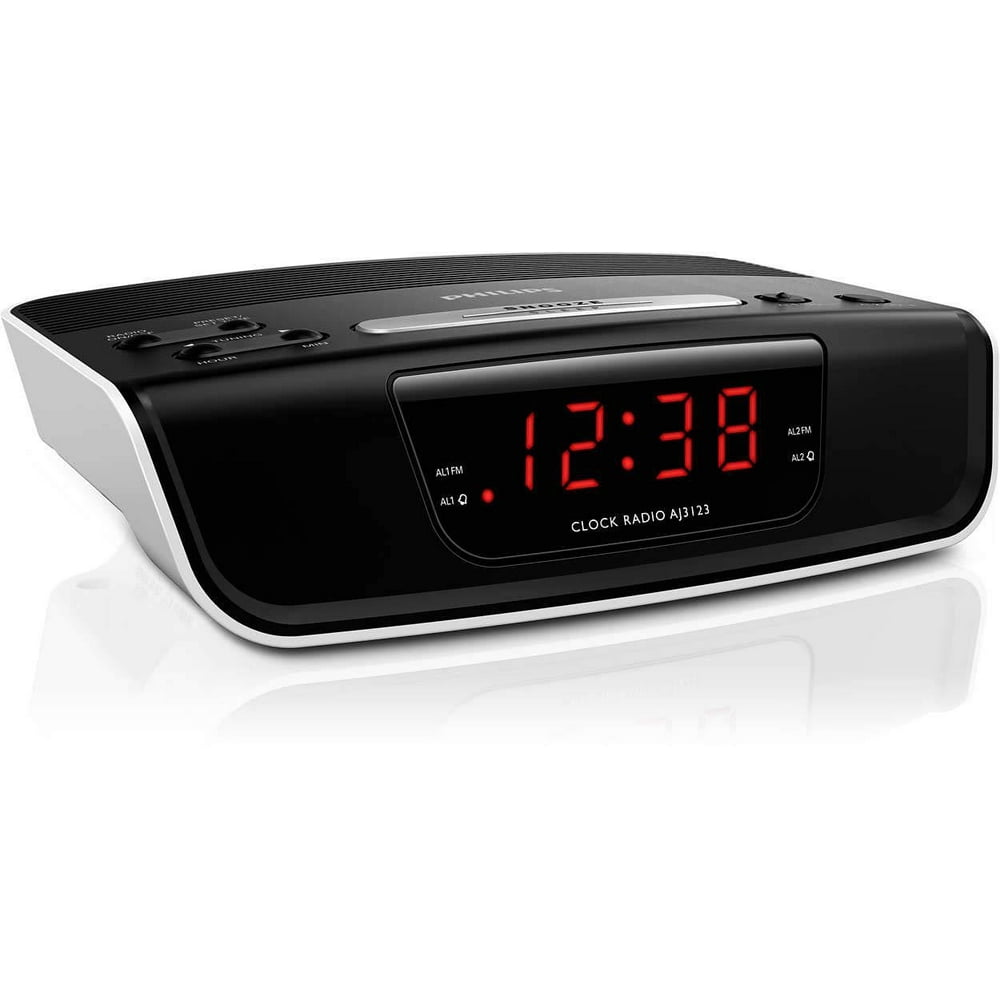 PHILIPS Digital Alarm Clock Radio for Bedroom with FM Radio, LED