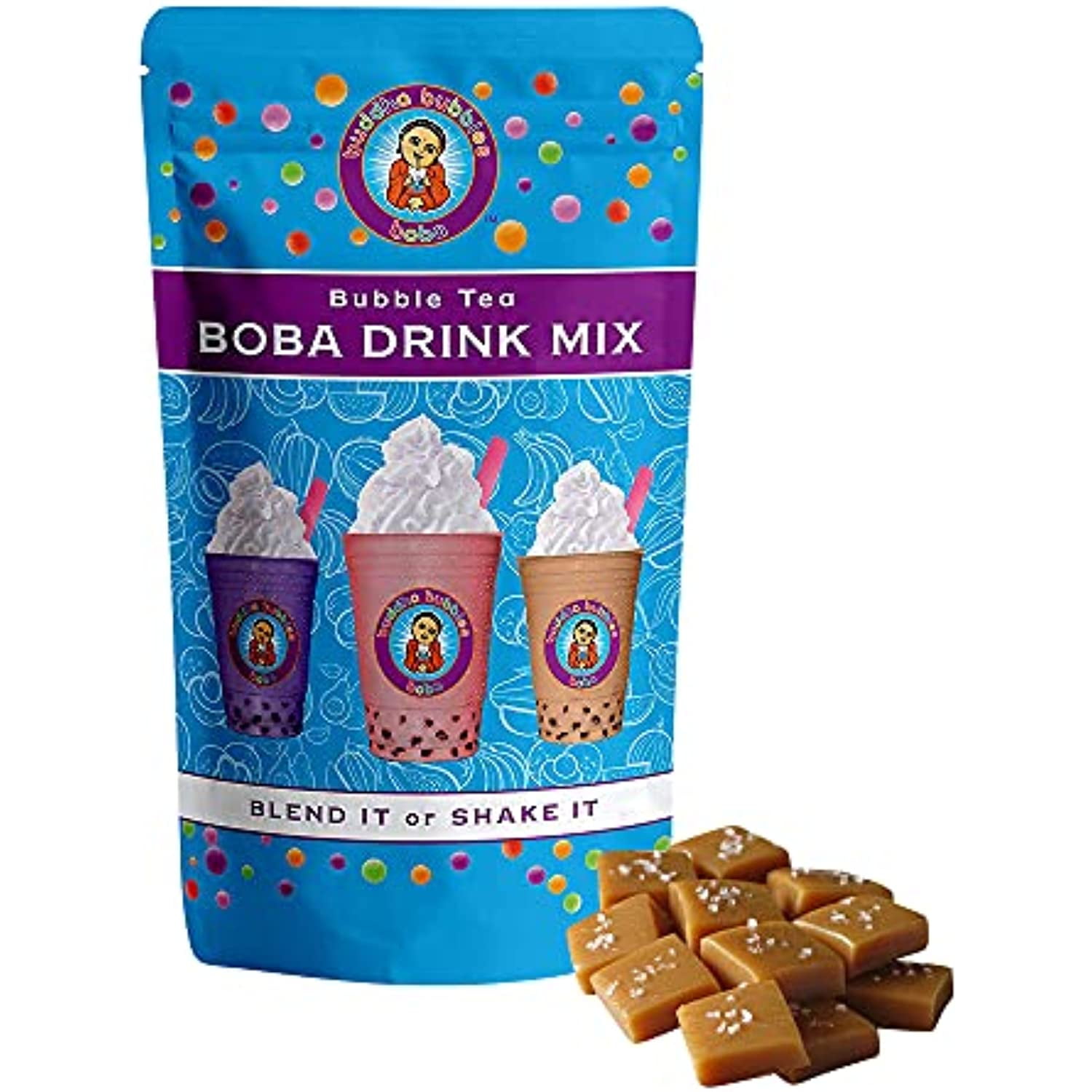 Salted Caramel Boba / Bubble Tea Drink Mix Powder By Buddha Bubbles Boba 10 Ounces (283 Grams)