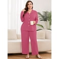 thumbnail image 3 of SHOWMALL Women's Plus Size Pajama Sets Long Sleeve Button Down Sleepwear 2-Piece Loungewear with Pockets, 3 of 7