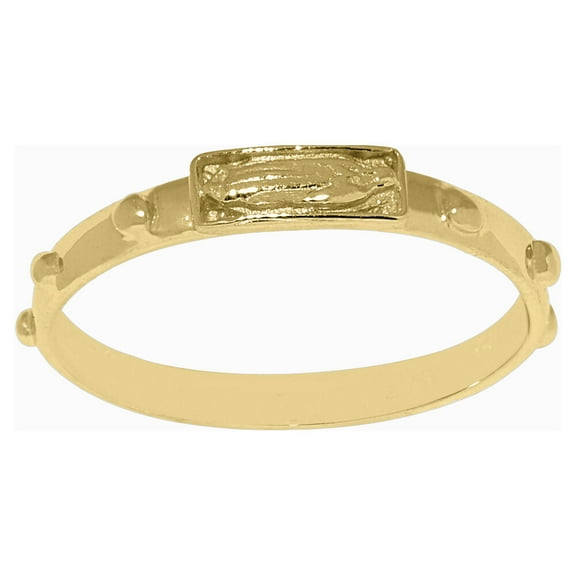 Precious Stars 14K Yellow Gold Religious Guadalupe Studded Wedding Band