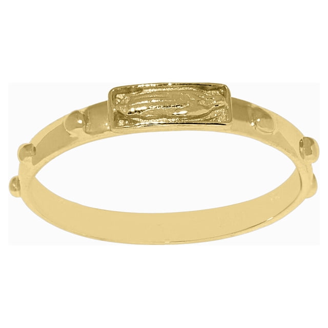 Precious Stars 14K Yellow Gold Religious Guadalupe Studded Wedding Band
