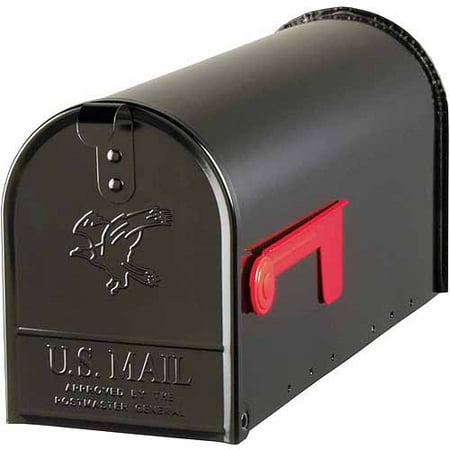 Gibraltar Elite Medium, Galvanized Steel, Black Post Mount Mailbox
