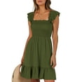 thumbnail image 3 of UVN Summer Dresses for Women Casual Sleeveless Square Neck Midi Dress Ruffle Backless Swing Flowy Tiered Dress, 3 of 9