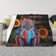 thumbnail image 1 of XMXT Throw Blanket, Retro Sunflower Dinosaur Pattern Machine Washable Blankets for Sofa, 60 x 50 inches Multicolor, 1 of 9