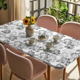 thumbnail image 3 of Spring Floral Table Cloths for 5 Foot Rectangle Tables, Grey Dandelion Plants Pastoral Flower Botanical Patio Waterproof Elastic Fitted Tablecloths, Washable Rectangular Table Cover for Camping, 3 of 8