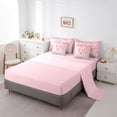 thumbnail image 5 of Erosebridal Dreamy Glitters Print Bedding Comforter Set for Girls, Pink Bling Q Letter King Bedding Sets, Pink Reversible 7pcs, 5 of 6