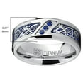 thumbnail image 6 of Metal Masters Mens Titanium Wedding Ring Band Dragon Design Blue Carbon Fiber Inlay Blue Cubic Zirconia, 6 of 8