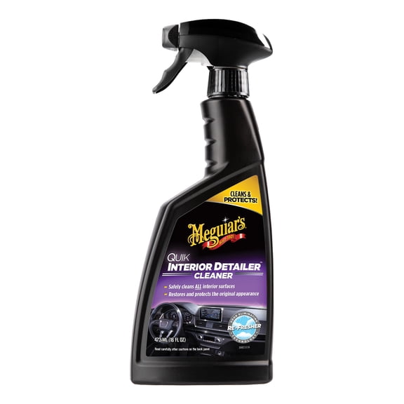 Meguiar's Quik Interior Detailer Cleaner, Quick Detailer Spray Cleans and Refresh Car Interiors, Use on Plastics, Leather & Rubber, Dashboards, Trim in Cars, Trucks & SUVs - 16 fl oz Spray Bottle