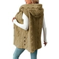 thumbnail image 4 of Mohiass Sherpa Vest Women with Hood Button Fleece Vest Soft Warm Lightweight Fall Jacket Open Front Cardigan Sweaters Camel XL, 4 of 6