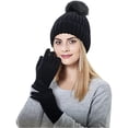 thumbnail image 1 of Gorro de invierno para mujer, gorro cálido de punto grueso, gorro de esquí suave de punto cálido con guantes, gorro de invierno, 1 of 7