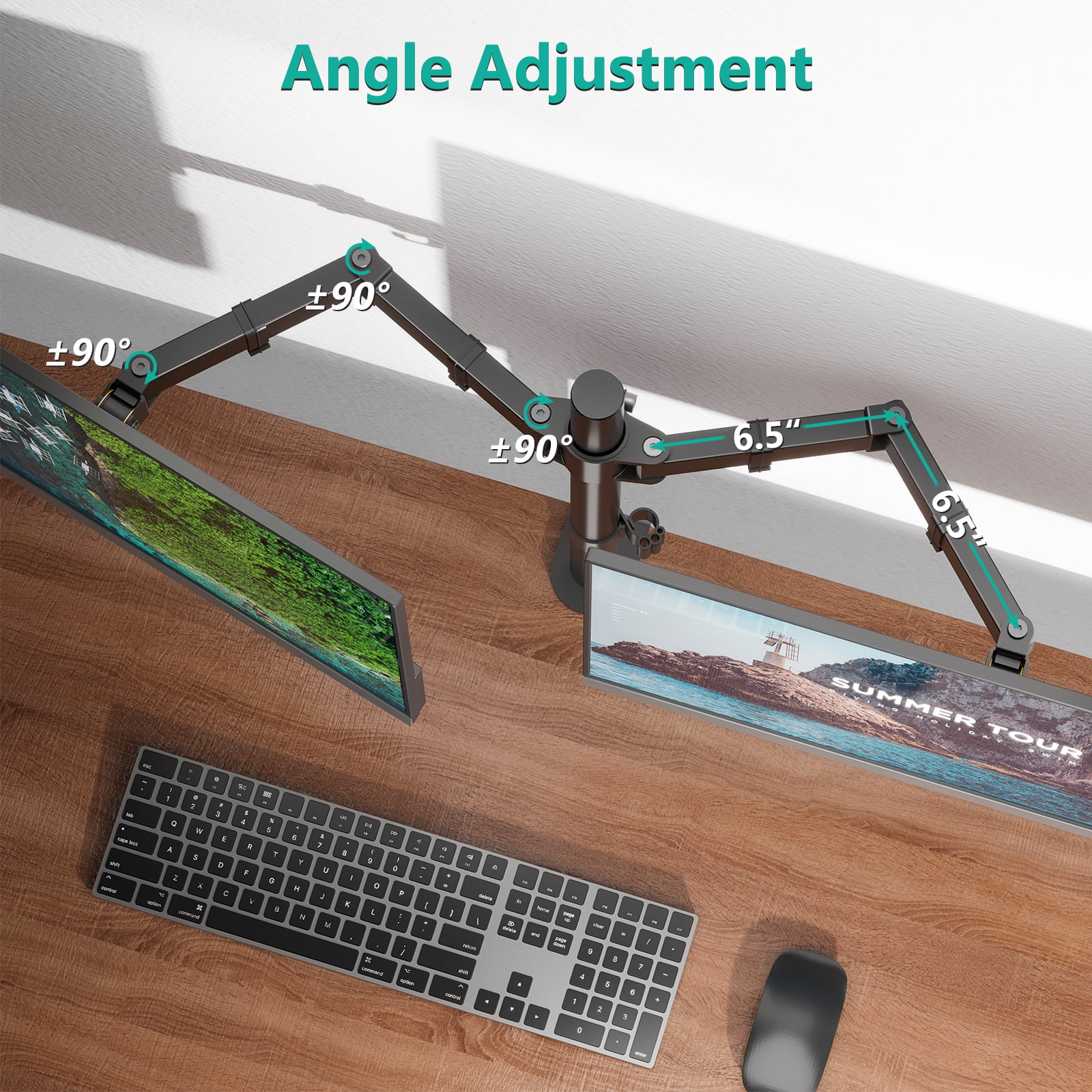 WALI Dual LCD Monitor Fully Adjustable Desk Mount Stand Fits 2