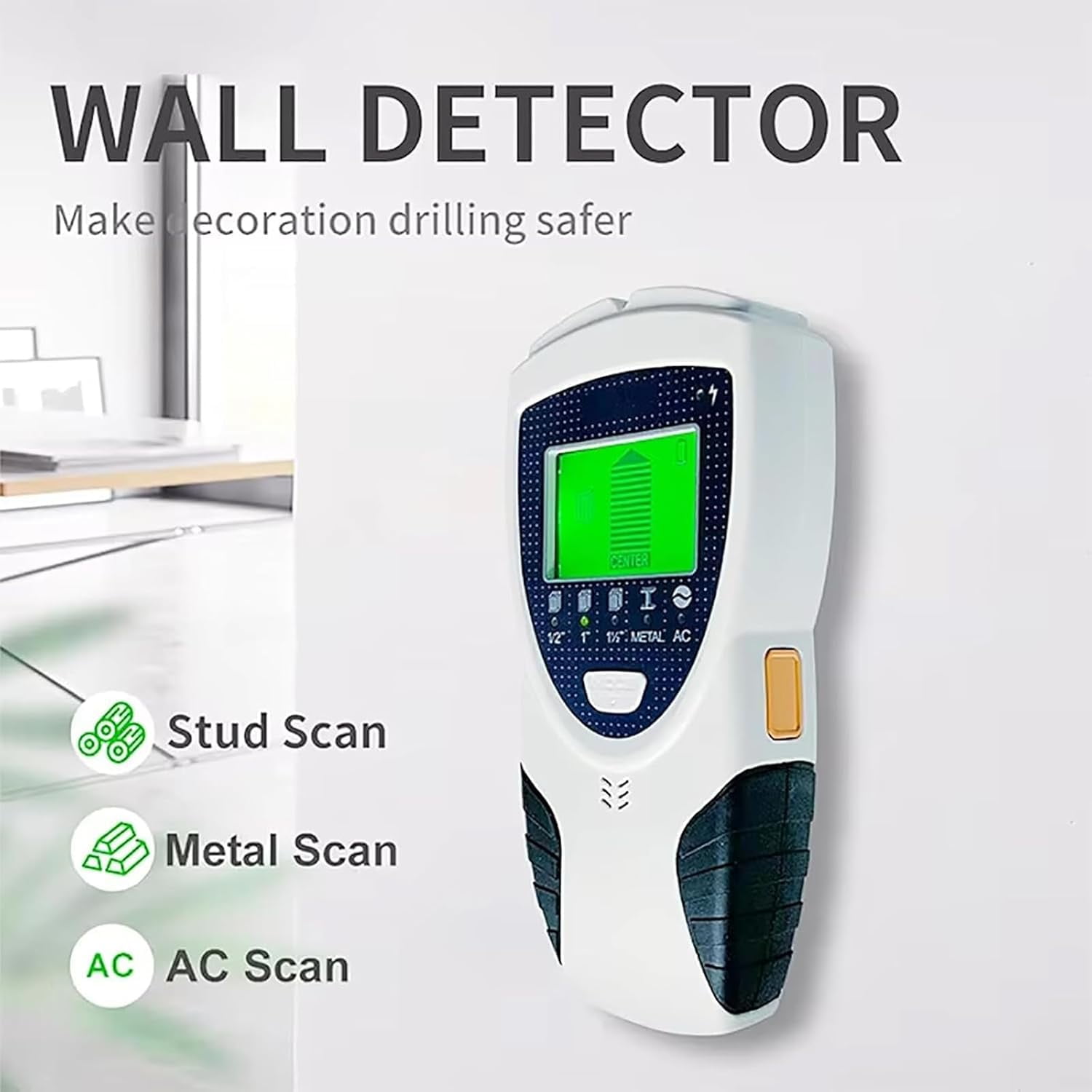 SHIORLAM Stud Finder Wall Detector, Multifunction Cable Detector, Wire Finder Tool with LCD Display, 5 Modes and Real-Time Alerts, Stud Center Edge Detector, for Wood AC Wire Metal