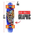 thumbnail image 3 of Planche de skateboard mini-cruiser rétro 22 po pour enfants, ados et adultes – plateau composite flexible, roues de 62 mm, trucks en aluminium 3,25 po – Sahara bleu – Madd Gear, 3 of 10