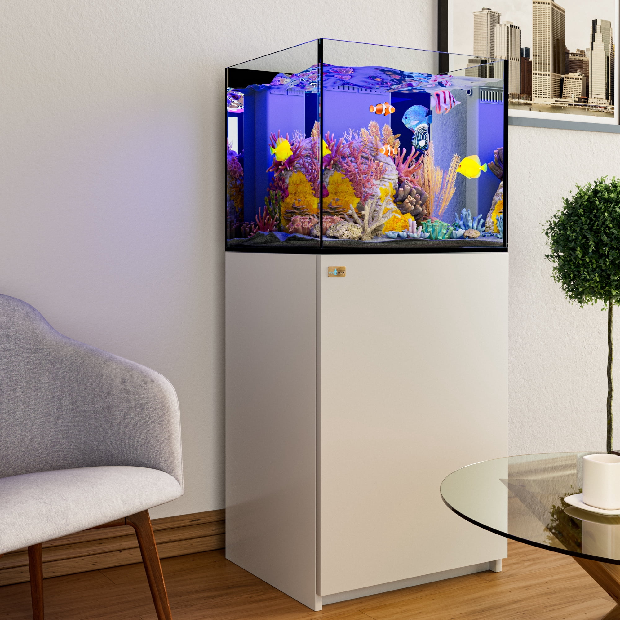 37 Gallon Coral Reef Aquarium Fish Tank Ultra Clear Glass with Built-in Sump