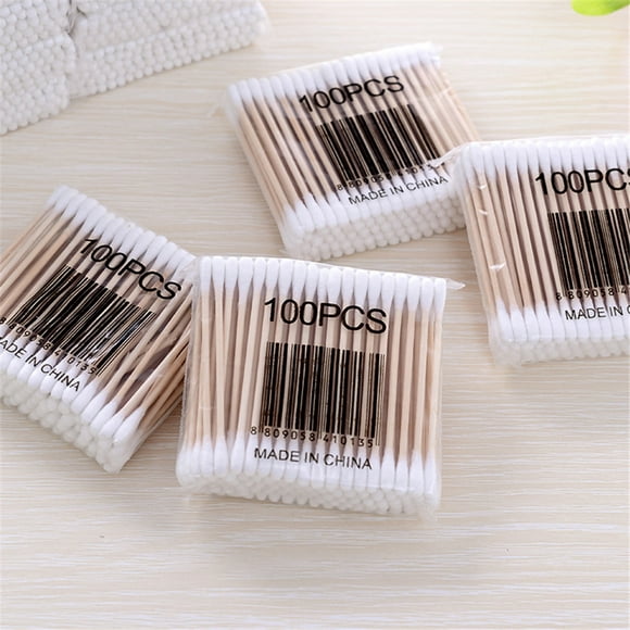 Double Cotton Swab  Wooden Cotton Swab  Ear Cotton Swab  Make Up Swab 100Pcs Double Head Wooden Cotton Swab For Ear Cleaning  Care Make Up
