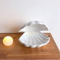 thumbnail image 4 of Ceramics Shell Pearl Light Led Lamp Portable Night Light Tabletop Light(White), 4 of 9