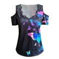 thumbnail image 2 of Pntutb Womens Plus Size Broken Floral Print Loose V-Neck Short Sleeve Tunic Shirt Blouse Tops, 2 of 6