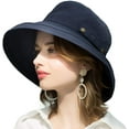 thumbnail image 2 of Womens Cotton Wide Brim Sun Hats UPF50+ UV Packable Beach Hat Summer Bucket Cap for Travel, 2 of 6