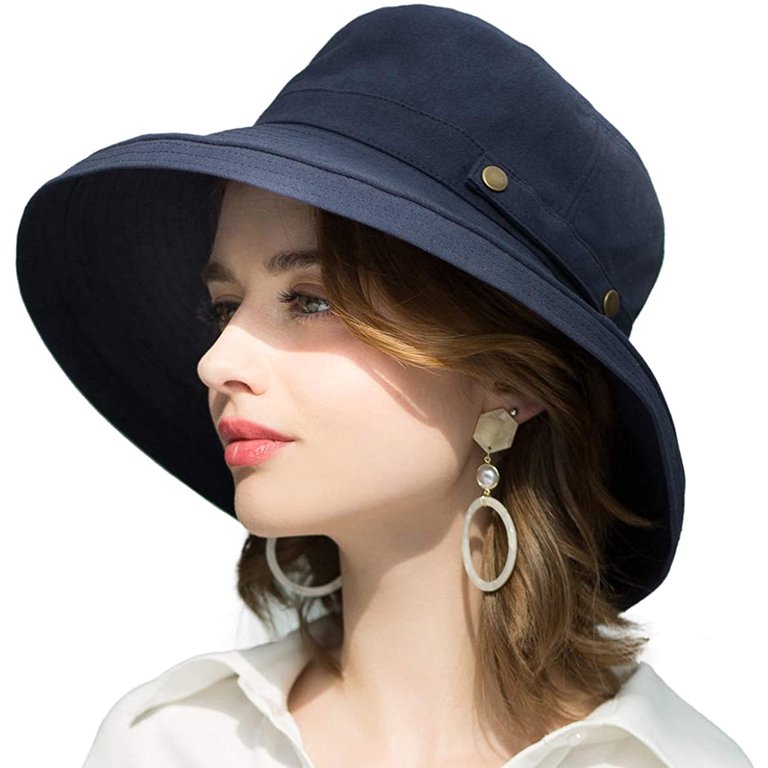 Womens Cotton Wide Brim Sun Hats UPF50+ UV Packable Beach  display picture 2