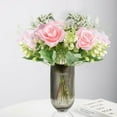 thumbnail image 5 of Tainini Artificial Roses Flowers Arrangement Silk Bouquet for Home Office Parties Bridal and Wedding Decor,11.6in, 5 of 5