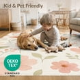 thumbnail image 4 of ODIKA 3'x5' Green Soft Peach Floral Elegance Washable Throw Rug Delicate Blooms with Insect Accents for Entryway, Kitchen, Mudroom, Stain Resistant, Low Profile, Non-Slip, 4 of 7
