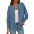 thumbnail image 2 of Ounisa Womens Button Up Cardigan Sweaters Long Sleeve Crew Neck Fall Soft Lightweight Knit Loose Sweater Tops, 2 of 8