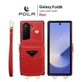 thumbnail image 3 of for Samsung Galaxy Z Fold 6 Wallet Case Crossbody Strap, Zipper Pocket Phone Case with Card Holder Wrist Strap Purse Stand Cover for Women Girls Compatible with Samsung Galaxy Z Fold 6, Red, 3 of 14