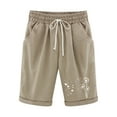 thumbnail image 3 of Elvqul Womens Shorts Casual Elastic Waist Comfy Drawstring with Pockets Khaki Shorts, 3 of 4