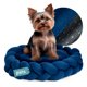 thumbnail image 1 of Cama Redonda Antiestrés con Cojín Trenzado para Perro Chico y Gato Esquimal (Azul Marino, 55x15 cm), 1 of 6