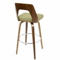 thumbnail image 6 of Trilogy 30" Mid-Century Modern Fixed Height Barstool With Swivel In Walnut And Green Fabric - Set Of 2, 6 of 6