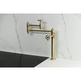 thumbnail image 2 of Kingston Brass KS3707RKX Webb Deck Mount Pot Filler Faucet with Knurled Handle, Brushed Brass, 2 of 7