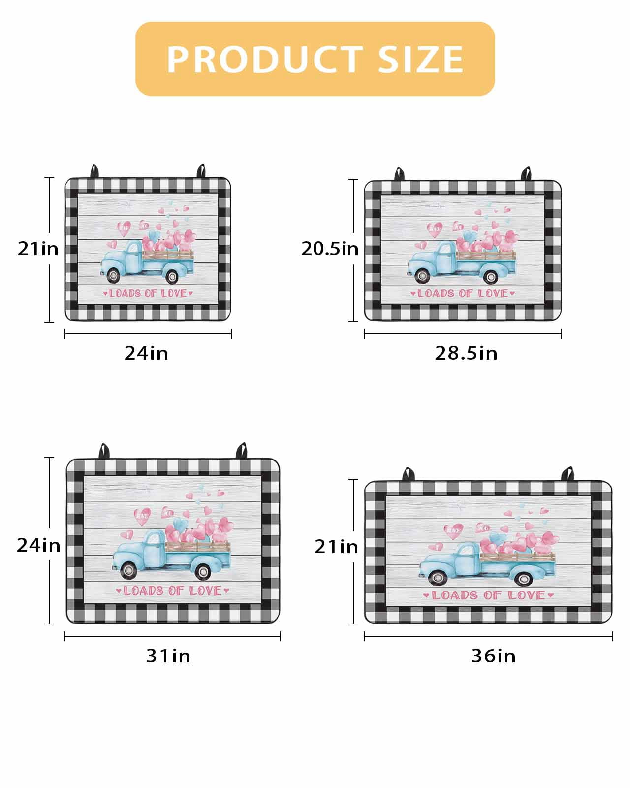Large Induction Cooktop Protector Mat Valentine's Day Stove Top Covers for Electric Stove, Blue Love Truck Buffalo Plaid Romantic Wood Decorative Stove Burner Cover Mats, Glass Top Stove Cover