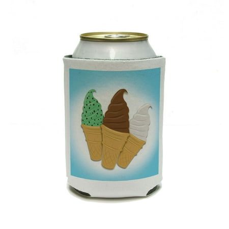 Ice Cream Cones - Chocolate Vanilla Mint Chip Dessert Food Can Cooler Drink Insulator Beverage Insulated