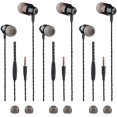thumbnail image 1 of SURJDE 3 Packs Earbud Headphones with Remote & Microphone, in Ear Earphone Brass Sound Noise Isolating Tangle Free for iOS and Android Smart Phones, Laptops, 1 of 7