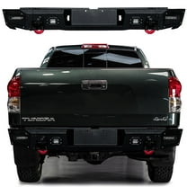 Vijay Compatible with 2007-2008-2009-2010-2011-2012-2013 Toyota Tundra Rear Bumper Textured Black Steel with Lights and D-rings