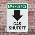 thumbnail image 4 of (2 Pack) Gas Shutoff [Down Arrow] With Symbol OSHA Emergency Sign 12 Inch X 18 Inch Indoor / Outdoor Rust-Free Aluminum Metal Signs for Workplace, Workshop, and Construction Site, Made in the USA, 4 of 8