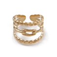 thumbnail image 2 of Ion Plating(IP) 304 Stainless Steel Cuff Rings Hollow Out Chain Element Wide Band Ring for Women Real 14K golden Plated 3.5~16mm Inner Diameter: 16.9mm, 2 of 3