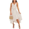 thumbnail image 2 of Women's Slouchy Long Dress Solid Color V Neck Drawstring Waist Sleeveless Slip Dress, 2 of 5