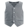 thumbnail image 3 of vastwit Kids Boys Formal Suit Vest Classic Fit V-Neck Single Breasted Dress Waistcoat Gray-A 4, 3 of 7