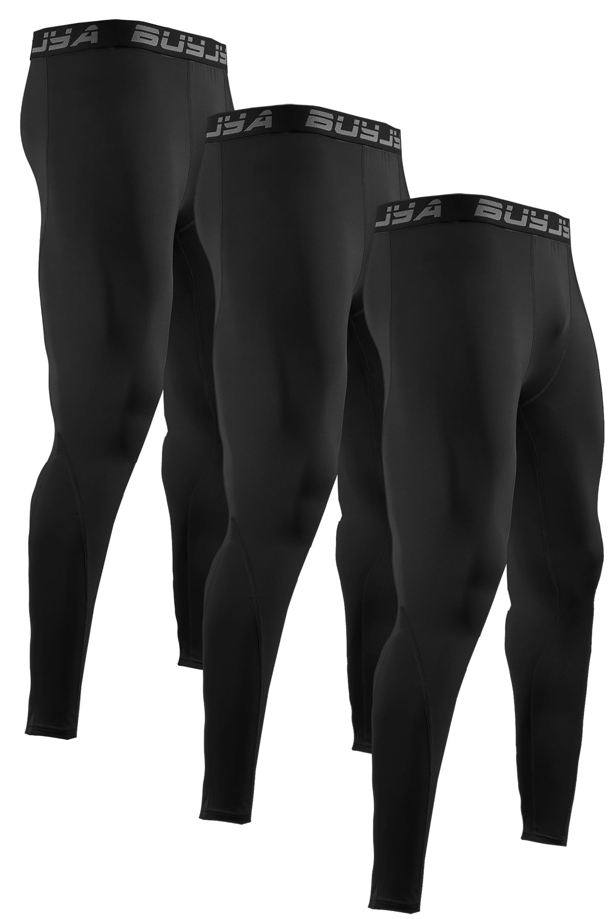 BUYJYA 3Pack Men's Compression Pants Gym Tights Mens Leggings for