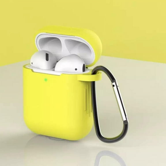 Apple Airpods Case Cover Silicone Earpods Protective Case Cover for Apple Airpods Charging Case 1 2 (Lemon Yellow)