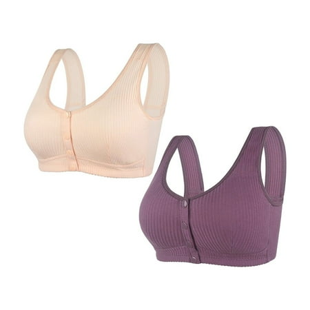 Pavied Nursing Bras Wireless Bras Push Up Bra Womens No Ring Front Close Bra T Back Plus Size Seamless Unlined Bra For Large Bust Front Closure Bras Seamless Bras Purple M
