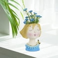 thumbnail image 4 of koolsoo Pot de Fleurs Visage Adorable en Résine avec Trou de Drainage Unique Mignon Filles Bleu, 4 of 7