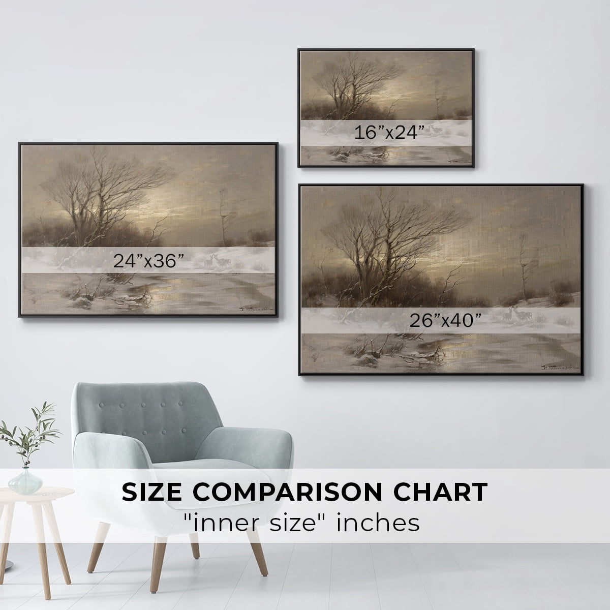 Vintage Landscape-CCLXXIV By Wexford Home Framed in Black Wood Gallery Wrapped Canvas 17 in. x 25 in.