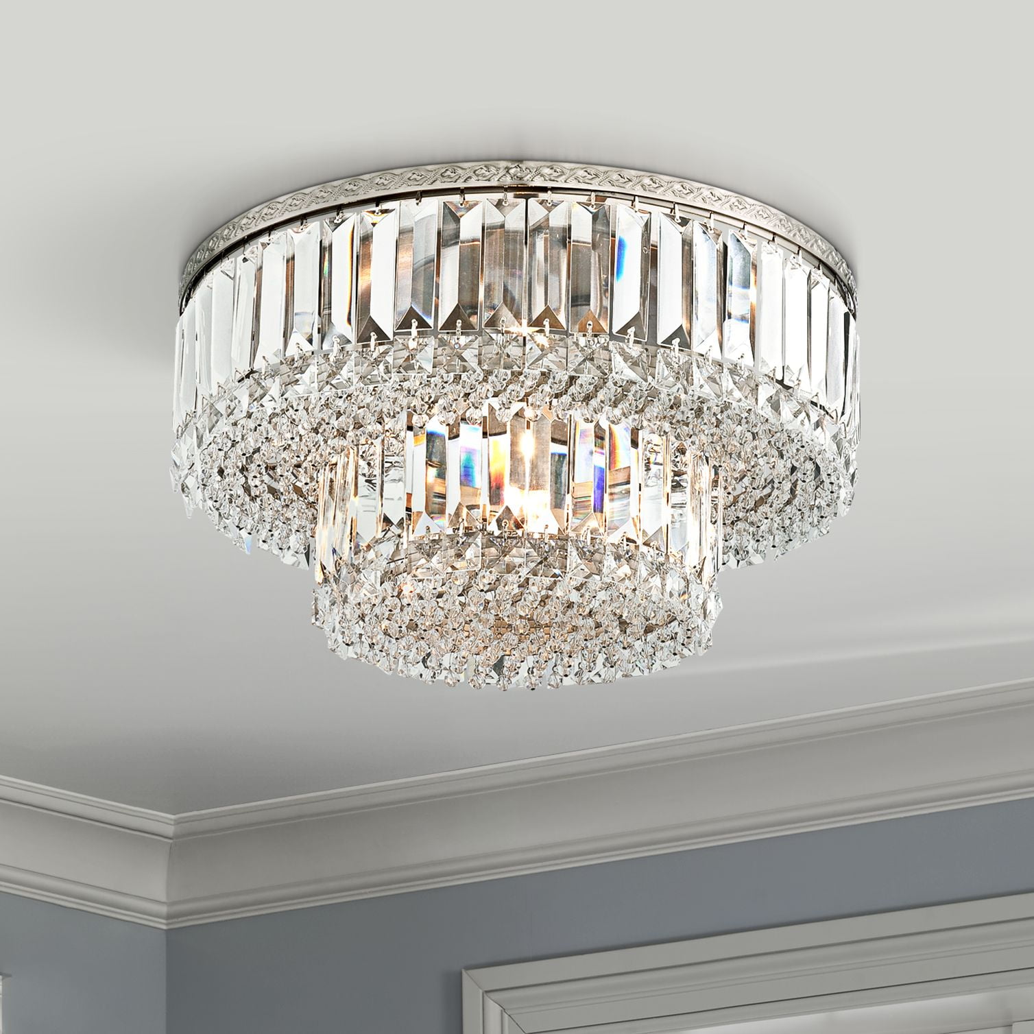 Vienna Full Spectrum Ceiling Light Flush Mount Fixture Brushed Satin