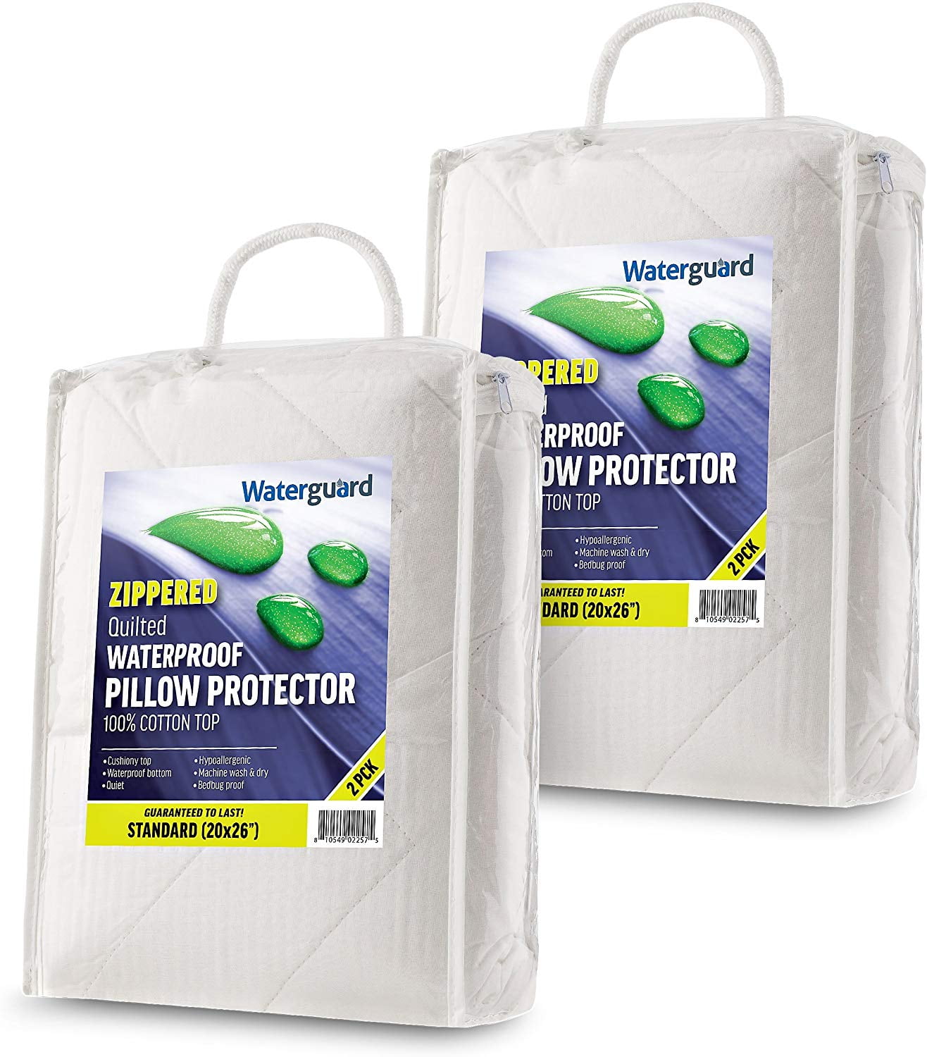 Waterguard Waterproof Pillow Protectors Bed Bug Control, Zippered