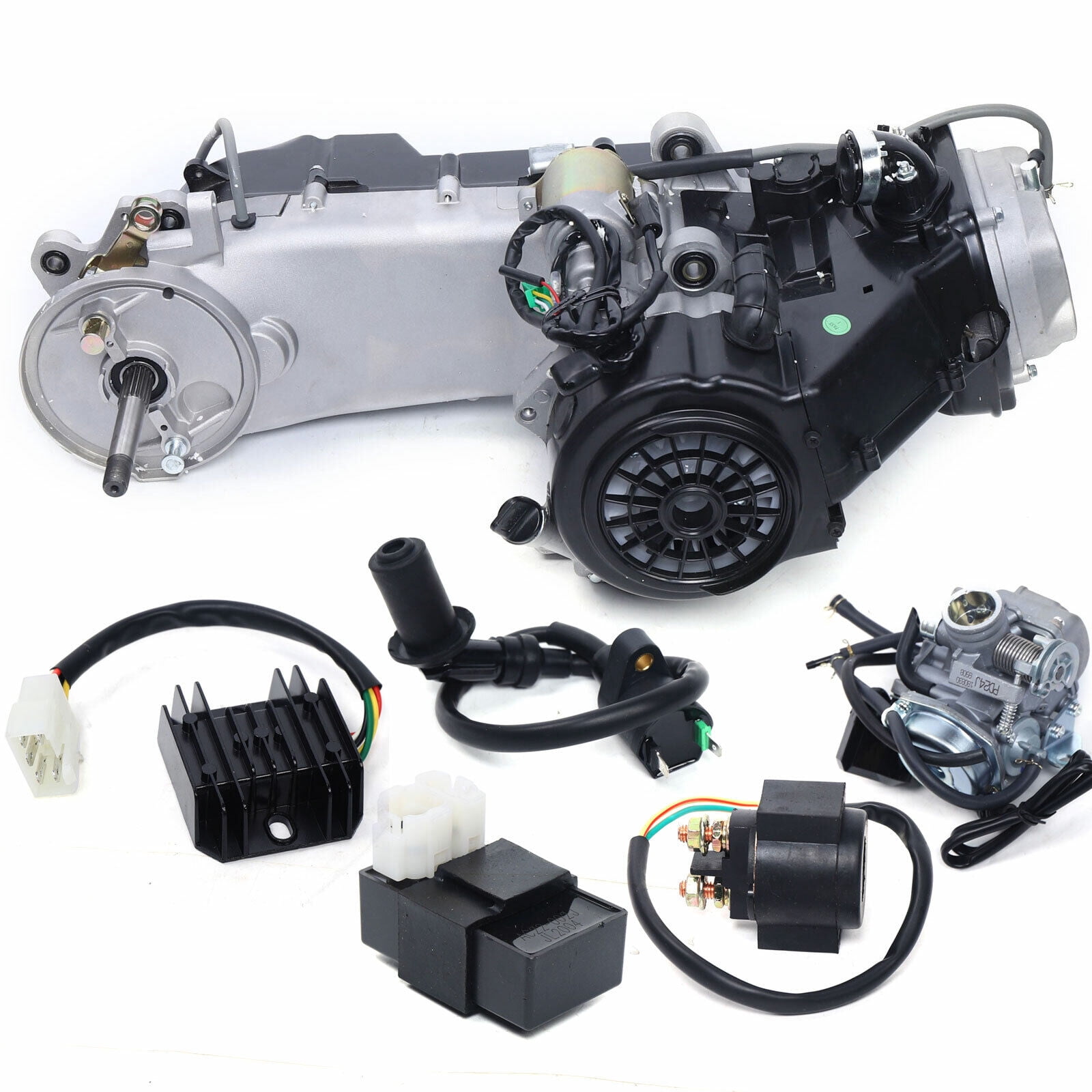 Long Case Scooter Engine Motor Kit, 4-Stroke Engine Motor for 150CC GY6 2-Wheel Drive Vehicles